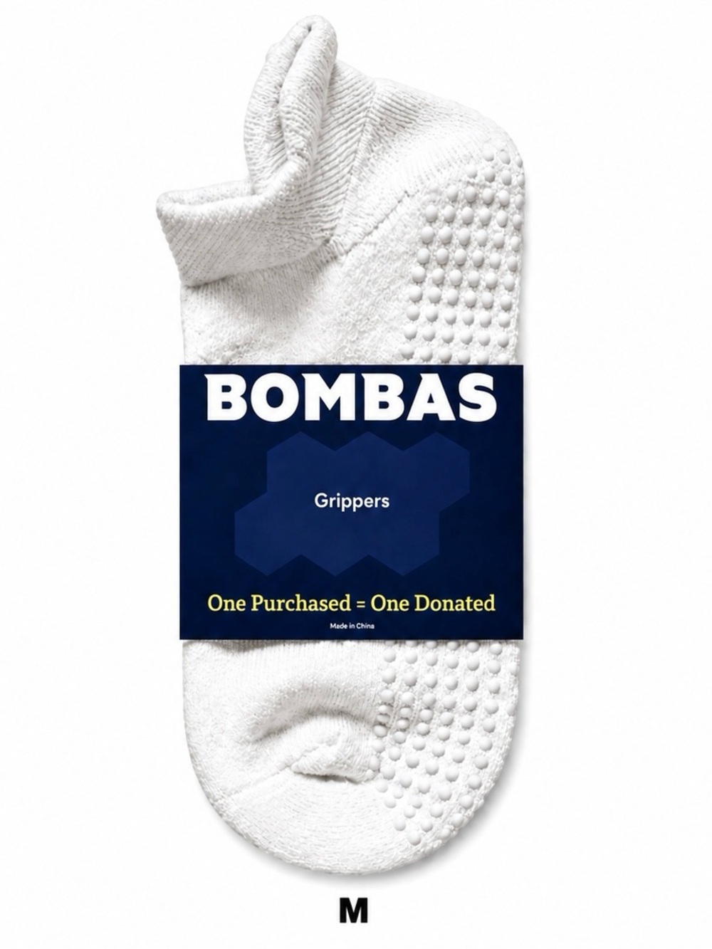 Bombas Gripper Ankle Socks White M Pilates